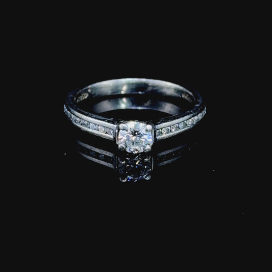 Platinum Diamond Solitaire Ring with Diamonds To Shoulders APPX 0.2 CTS Centre