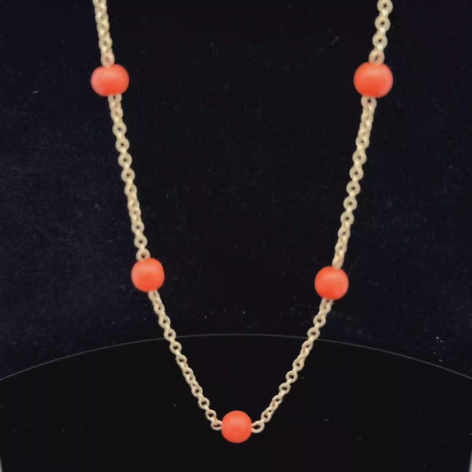 9K Yellow Gold Coral Necklace