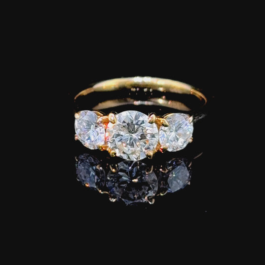 18K Yellow Gold Diamond Trilogy Ring APPX 2.10 CTS