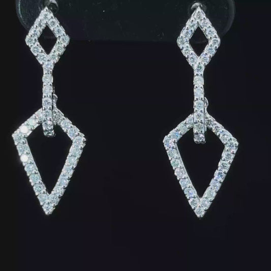 18K White Gold Diamond Arrow Drop Earrings