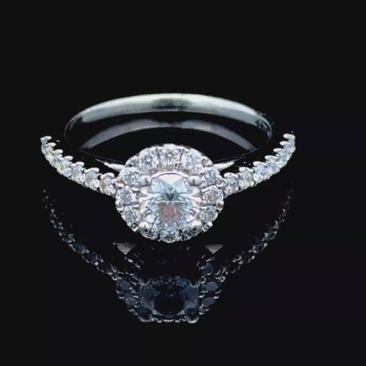 Platinum Diamond Halo Ring APPX 0.77 CTS
