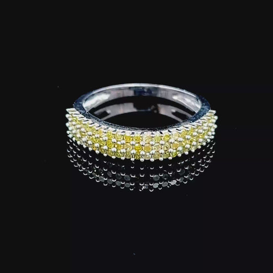 Triple Row Peridot Silver Ring