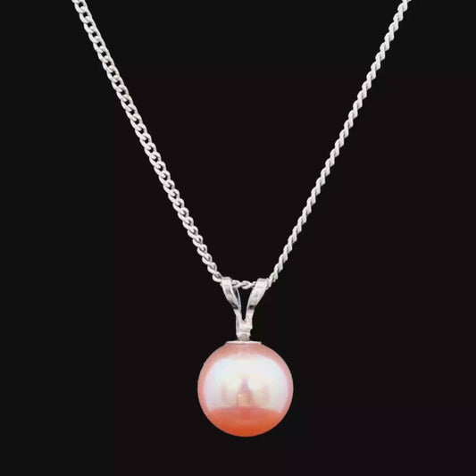 9K White Gold Pink Pearl Pendant