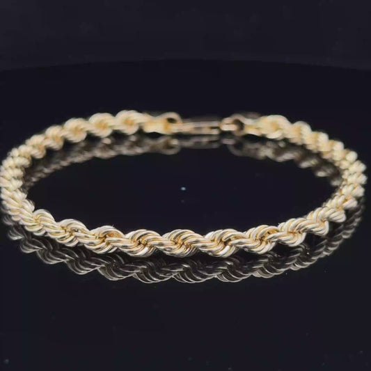 18K Yellow Gold Rope Twist Bracelet 7.5"