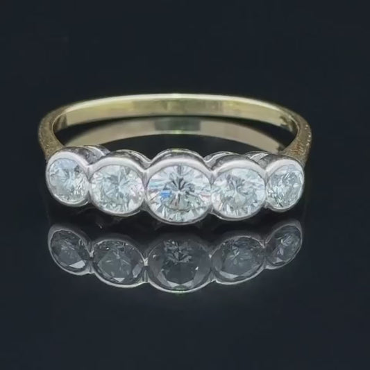 18K Yellow Gold 5 Stone Diamond Ring APPX 1.4 CTS