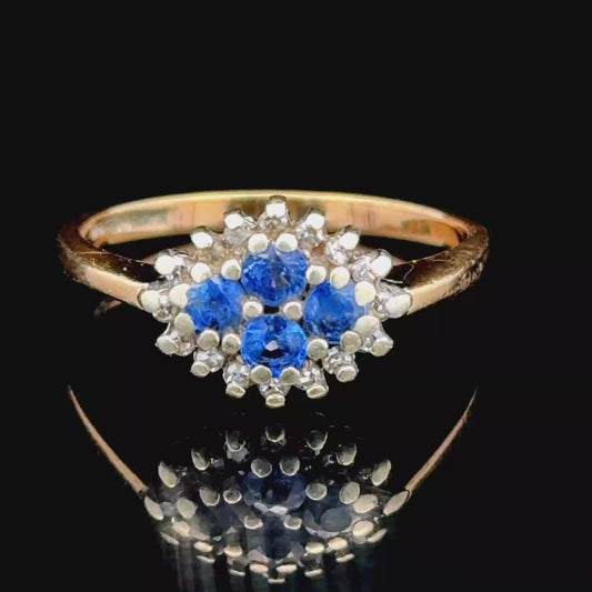 9K Yellow Gold Blue Stone & Sapphire Ring
