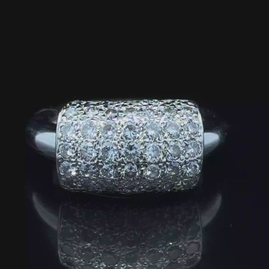 18K White Gold Diamond Fiddle Ring
