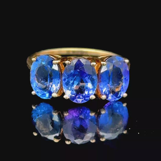 14K Yellow Gold Tanzanite Trilogy Ring