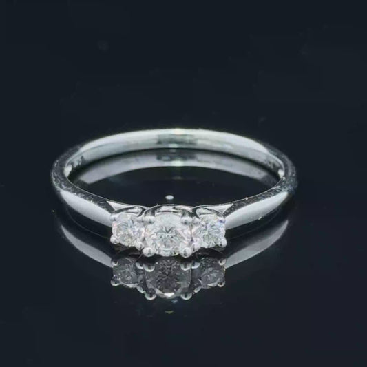 9K White Gold 3 Stone Diamond Ring APPX 0.25 CTS
