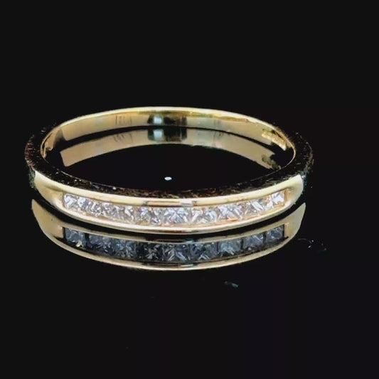 18K Yellow Gold Princess Diamond Band Ring APPX 0.33 CTS