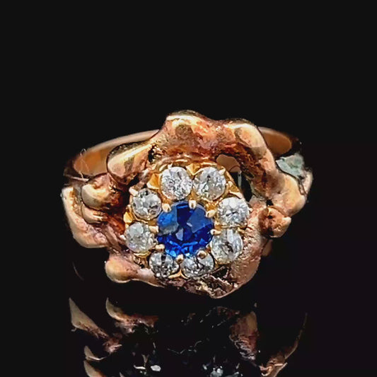 9K Rose Gold Edwardian Sapphire & Diamond Ring