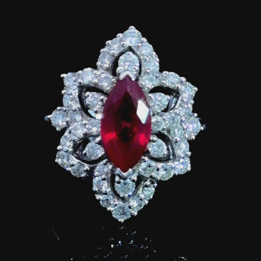 Wonderful 18k White Gold Ruby & Diamond Cluster Ring D:Appx 1.0 Cts R:1.74 Cts RRP £8k