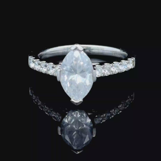 Platinum Marquise Cut Diamond Solitaire Ring APPX 1.41 CTS