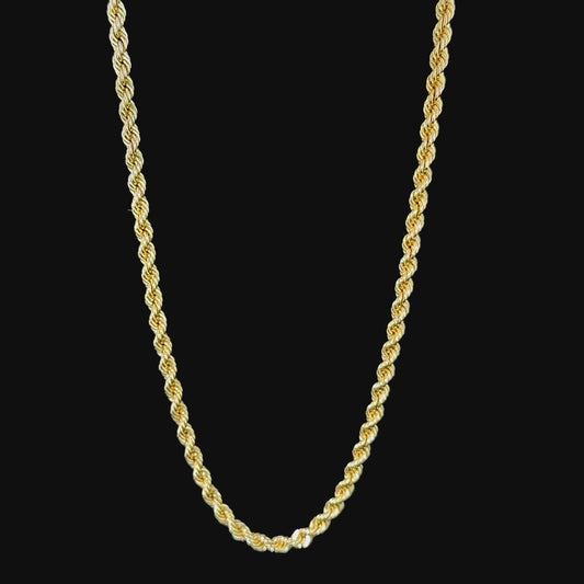9k Yellow Gold Rope Chain 18 Inches Long