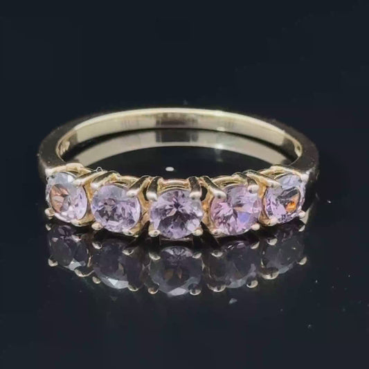 9K Yellow Gold 5 Stone Rubellite Ring APPX 2.45 CTS