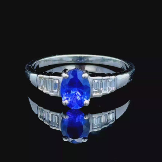 18K White Gold Tanzanite & Diamond Ring By Iliana