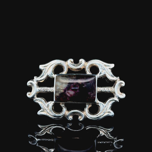Silver Antique Blue John Brooch
