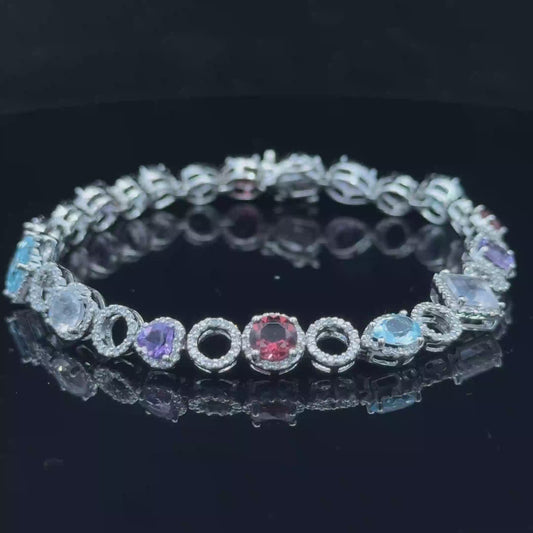 18K White Gold & Diamond Multistone Bracelet