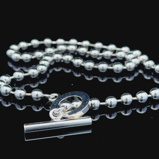 Silver Gucci Boule Bead & T-Bar Toggle Necklace