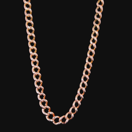 Fabulous Antique 9k Rose Gold Graduated Round Link Curb Chain Necklace 16” Long. Each Link Having A Mark For 375