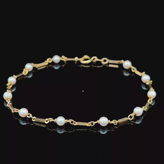 18K Yellow Gold & Pearl Bracelet