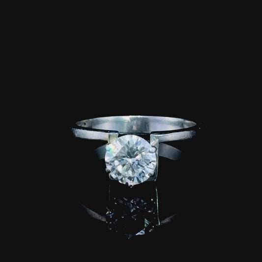 Platinum Modernist Diamond Solitaire Ring APPX 1.05 CTS VSI G