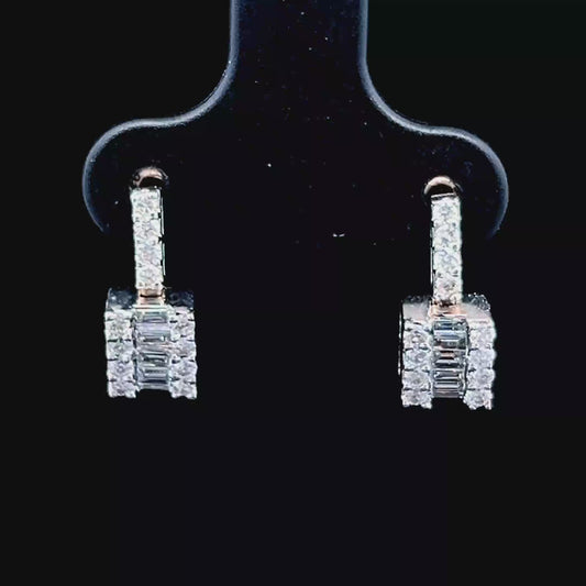 18K White Gold Diamond Drop Studs