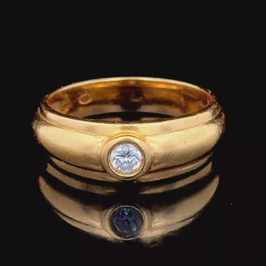 Men's 18K Yellow Gold Diamond Solitaire Band Rubover APX 0.15 CTS