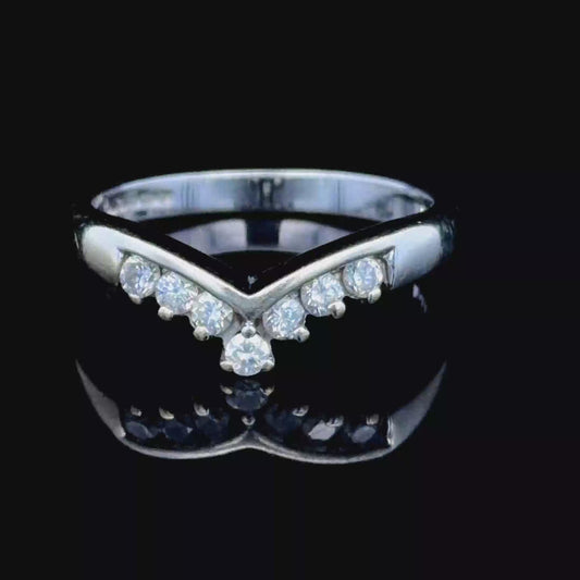 9K White Gold Diamond Wishbone Ring