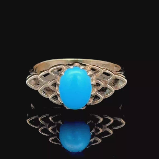 9K Yellow Gold Turquoise Ring
