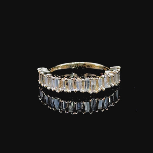 14K YG Baguette Diamond Half Eternity Band APPX 1.55 CTS