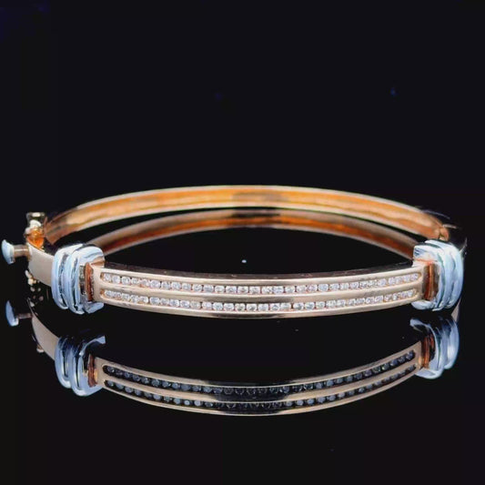 9K Yellow Gold / White Gold Channel Set Diamond Bangle APPX 1.0 CTS
