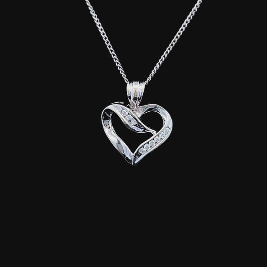 9K White Gold Diamond Heart Pendant Only