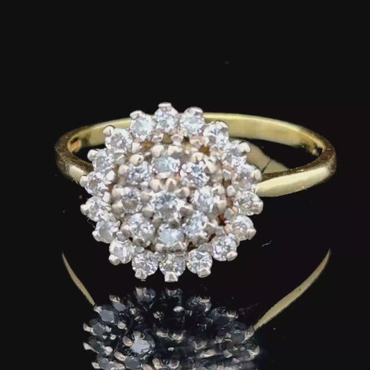 18K Yellow Gold Diamond Cluster Ring APPX 1.15 CTS