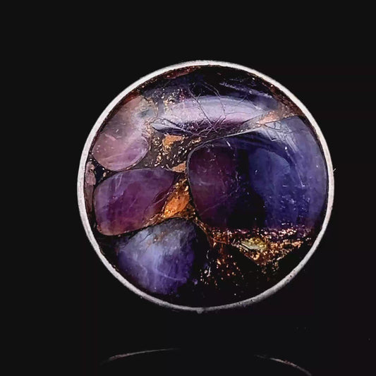 Large Round Amethyst Silver Ring