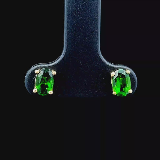 9K Yellow Gold Green Chrome Diopside Studs