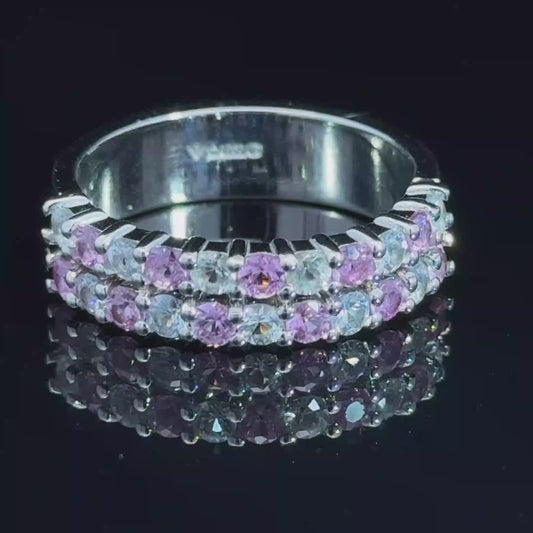 Platinum Pink Sapphire & Diamond 2 Row Band