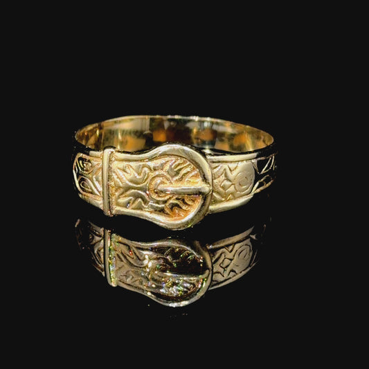 9k Yellow Gold Men’s Buckle Ring