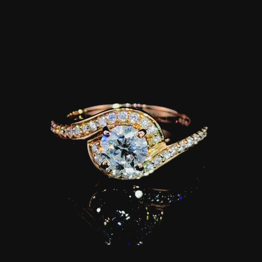 18K Rose Gold Diamond Halo Ring with Diamonds to Shoulders APPX 0.8 CTS Centre, 1.1 CTS TOTAL
