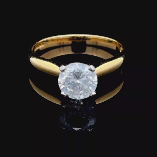 18K Yellow Gold Diamond Solitaire Ring APPX 1.1 CTS