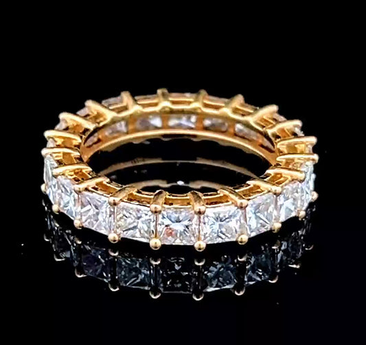 18K Yellow Gold Full Eternity Diamond Ring APPX 4.33 CTS