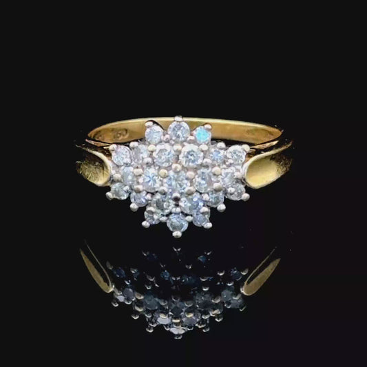 18K Yellow Gold Diamond Cluster Ring APPX 0.5 CTS