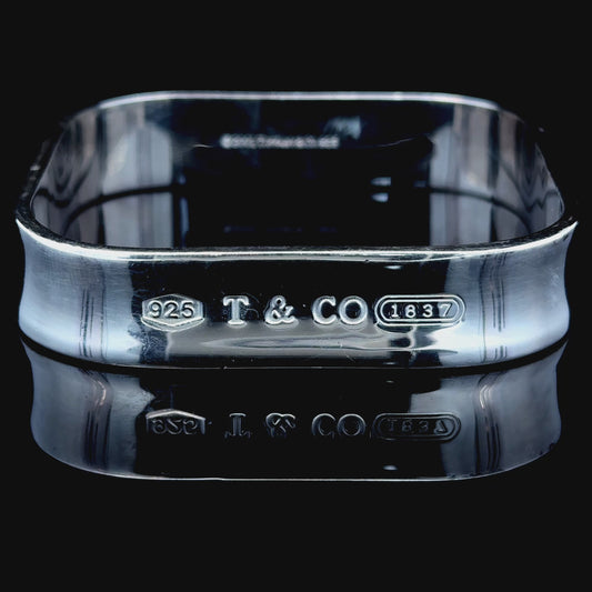 Tiffany & Co. Large 1837 Square Silver Bangle