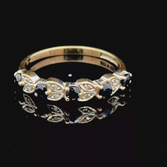 9K Yellow Gold Sapphire & Diamond Ring