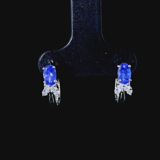 9K White Gold Tanzanite & Diamond Earrings