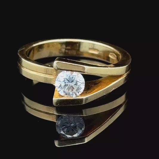 18K Yellow Gold Modern Tension Set E-F VS1-2 APPX 0.5 CTS