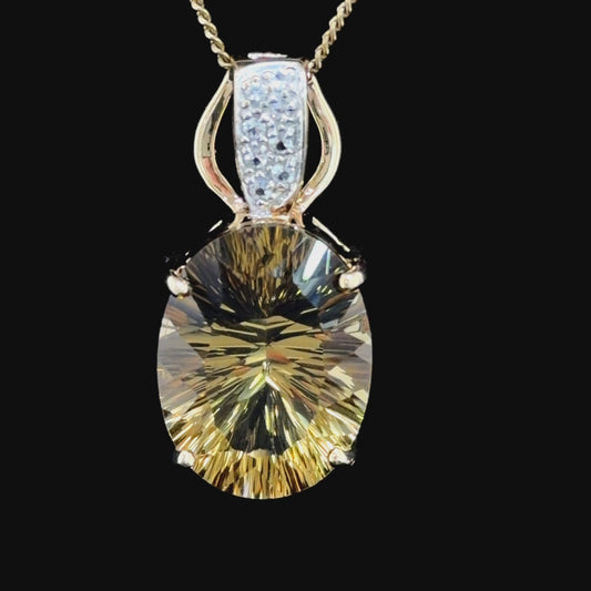 Pretty 9k Yellow Gold Citrine & White Topaz Pendant (Only)
