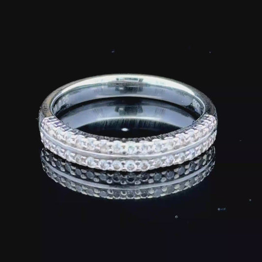 9K White Gold Double Row Diamond Band