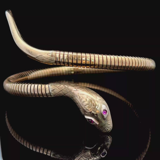 9K Yellow Gold Edwardian Snake Bangle
