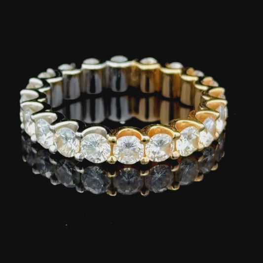 18k Half White & Half Yellow Gold Diamond Full Eternity Ring 3.0 Cts